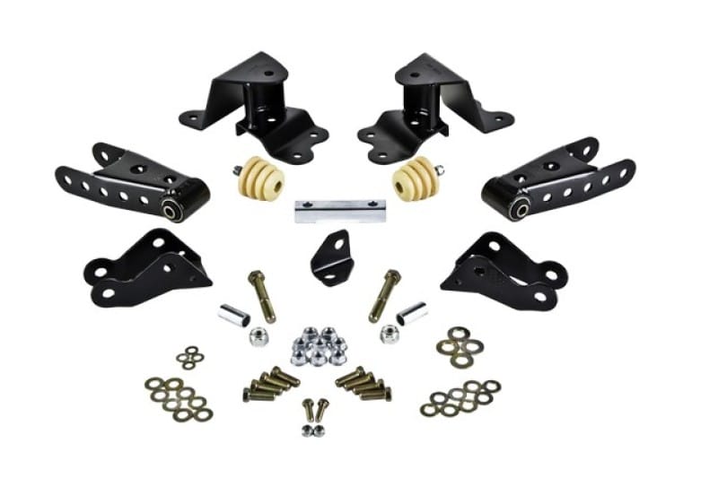 Belltech — 4" Drop Leaf Spring Shackle & Hanger Kit (Front Hanger/Rear Shackle)
SHACKLE & HANGER KIT | 4 INCH DROP - 6505