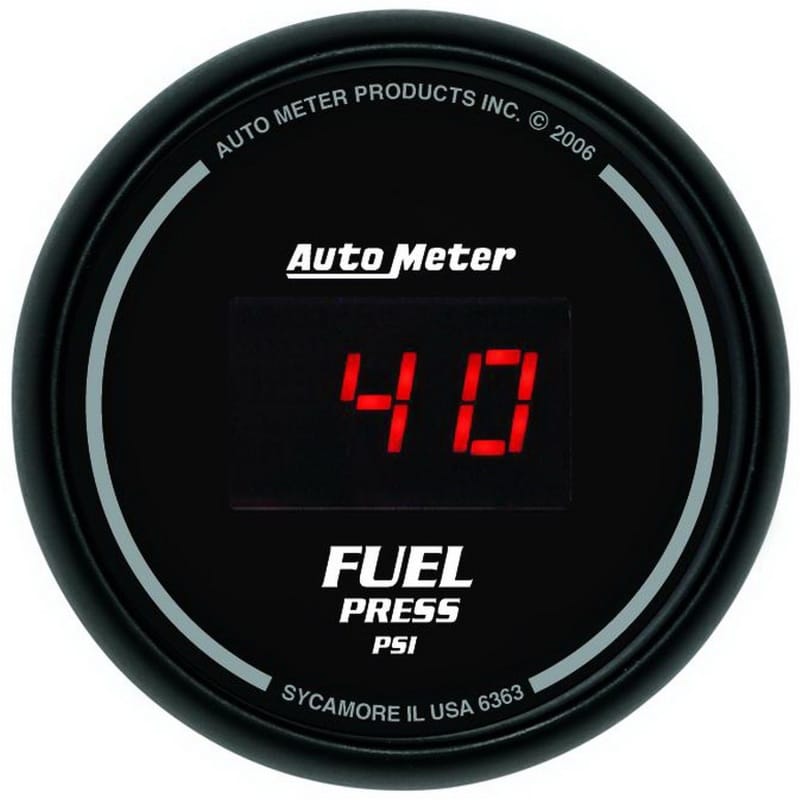 AutoMeter — GAUGE, FUEL PRESSURE, 2 1/16", 100PSI, DIGITAL, BLACK DIAL W/ RED LED