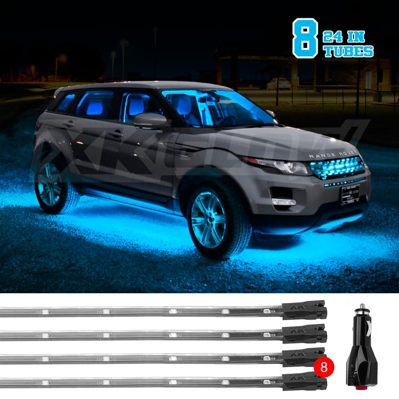 XKGLOW — XK Glow Tube Single Color Underglow LED Accent Light Car/Truck Kit Light Blue - 8x24In
