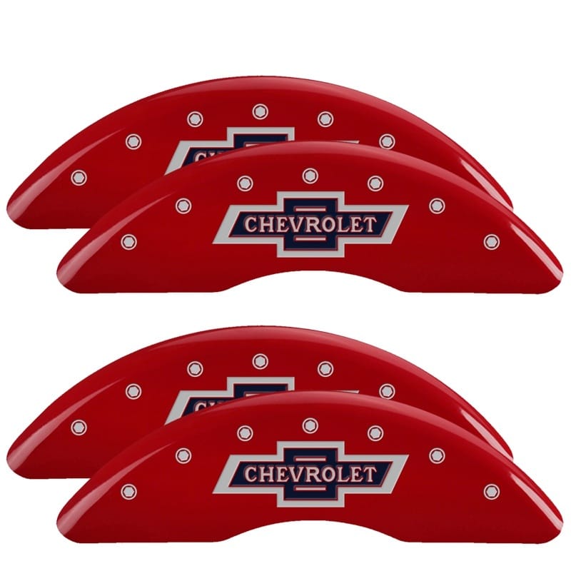 MGP — Set of 4 caliper covers, Engraved Front and Rear: 100 Anniversary logo, Red powd