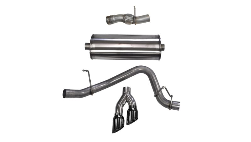 CORSA Performance — 3.0in. Cat-Back Single Side Exit with Twin 4.0in. Black PVD Pro-Series Tips
