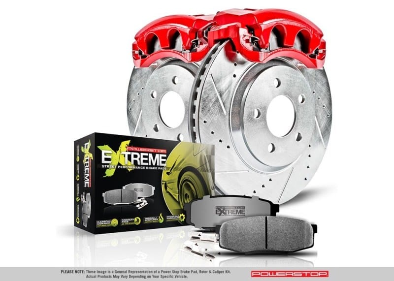 PowerStop — Z26 Street Performance Ceramic Brake Pad, Drilled Slotted Rotor, and Caliper Kit
