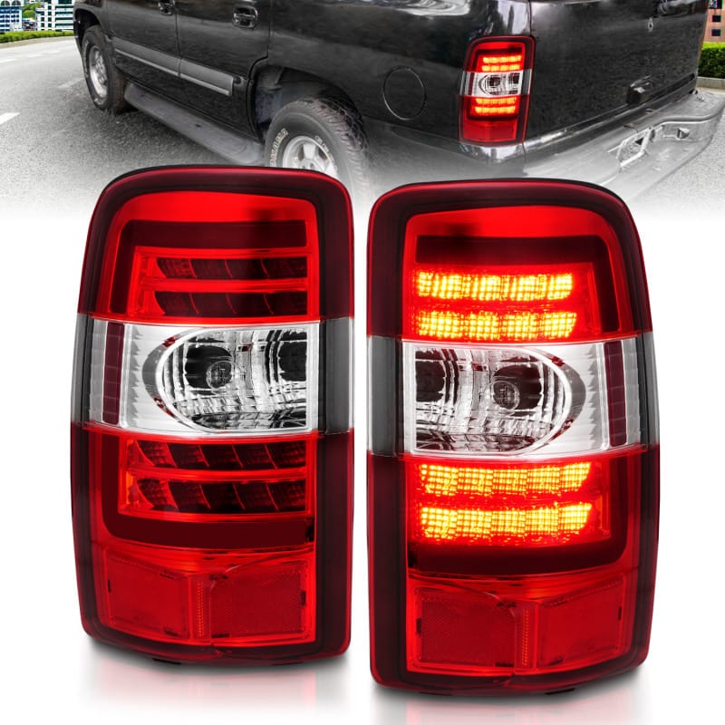 ANZO — ANZO 2000-2006 Chevrolet Tahoe LED Tail Lights w/ Red Lens Chrome Housing