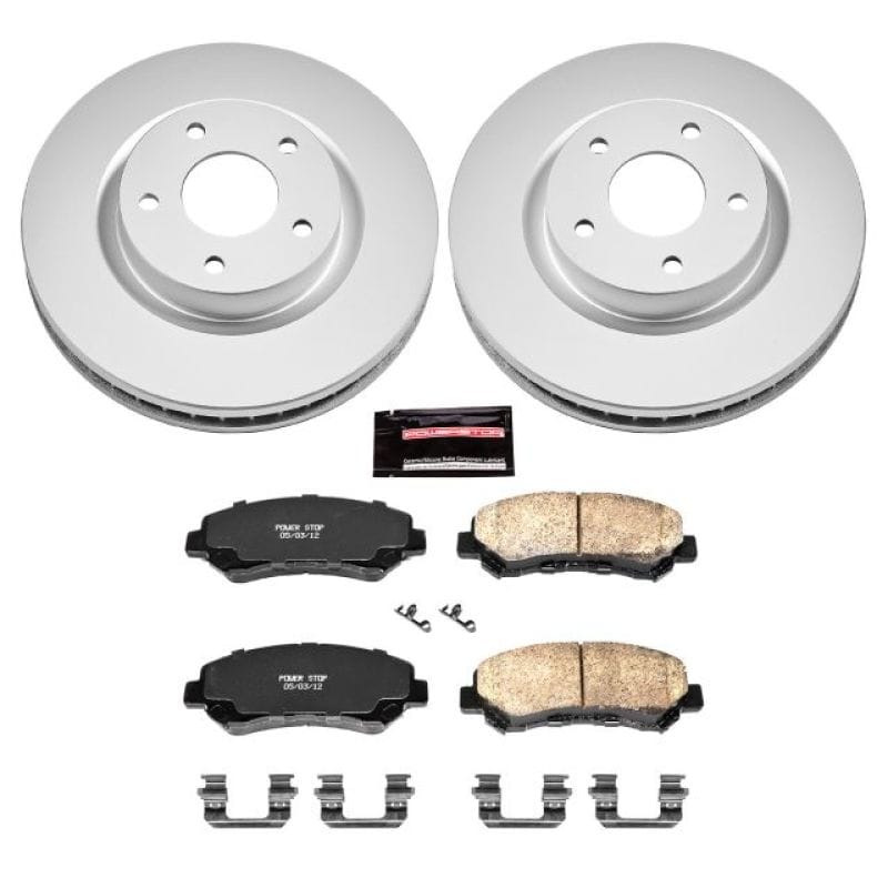 PowerStop — Genuine Geomet Coated Rotor and Low-Dust Ceramic Brake Pad Kit