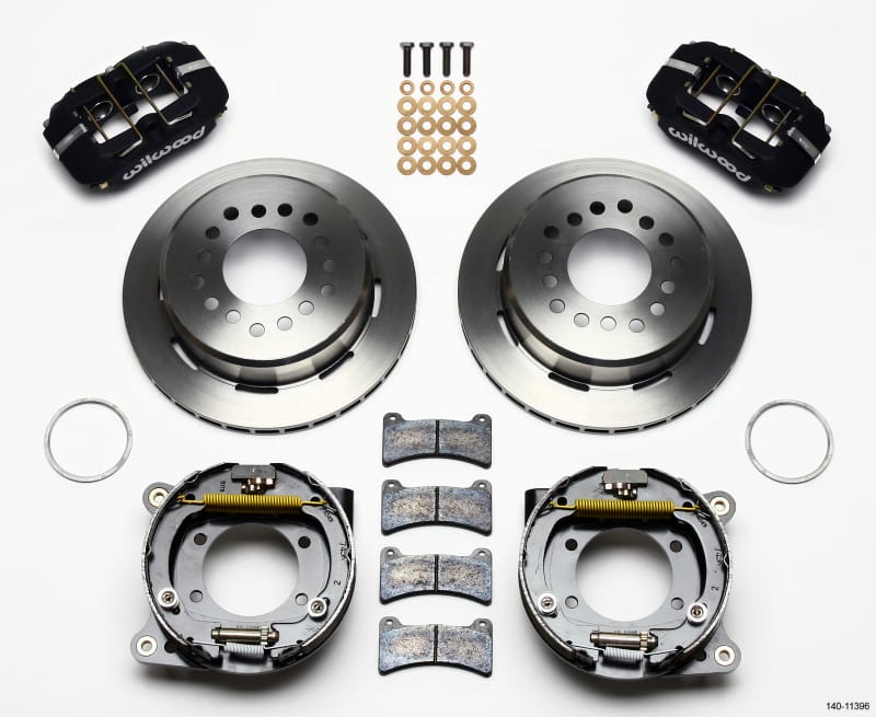 Wilwood — KIT,REAR,DISC/DRUM,MUSTANG,8.8,5 LUG 2.50 OFF,1PC 11.00,BLACK POWDER COAT