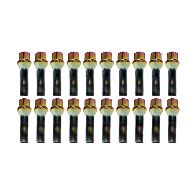 Wheel Mate — Wheel Mate Mevius 17 Hex Lug Bolt Set of 20 - Chrome Neon 14x1.25 40mm Cone 60 DEG TAP