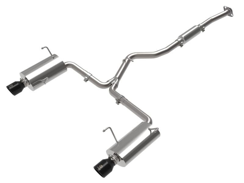 aFe — Takeda 2-1/2 IN to 2-1/4 IN 304 Stainless Steel Cat-Back Exhaust w/ Black Tip