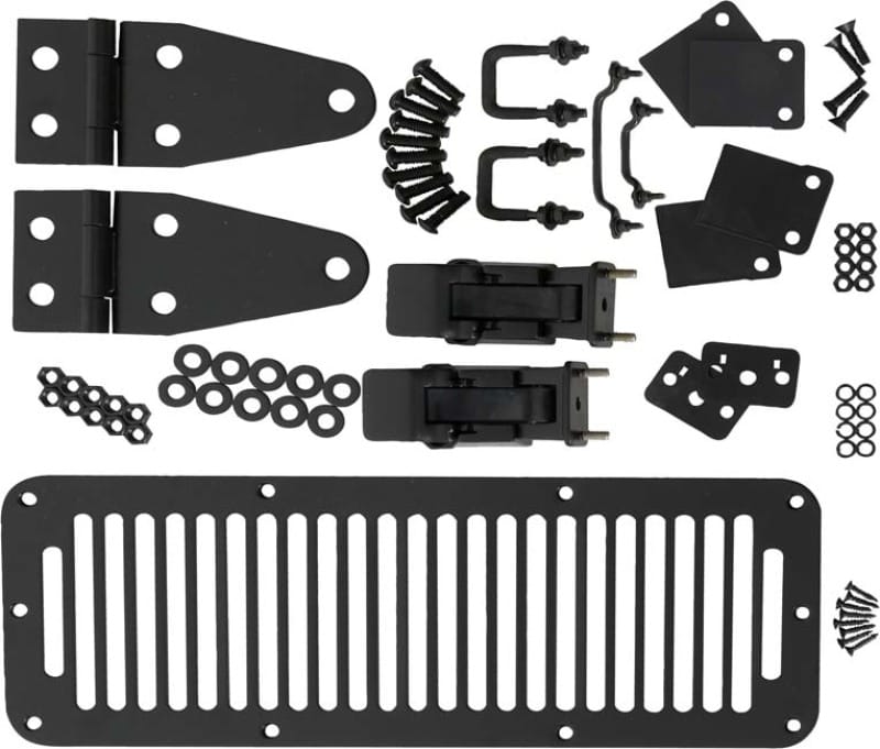 Kentrol — Kentrol 78-95 Jeep CJ/Wrangler YJ Hood Kit With TJ Style Hood Catch - Powdercoat Black