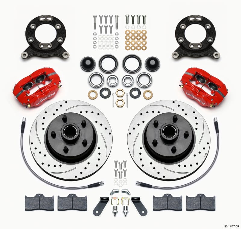 Wilwood — KIT,FRONT,MUSTANG,70-73,11.30 HUB/ROTOR DRILLED,RED,W/LINES