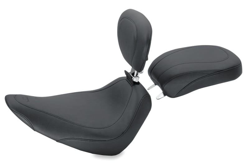 Mustang Motorcycle — Mustang 84-06 Harley Standard Rear Tire Wide Tripper Solo Seat w/Driver Backrest - Black