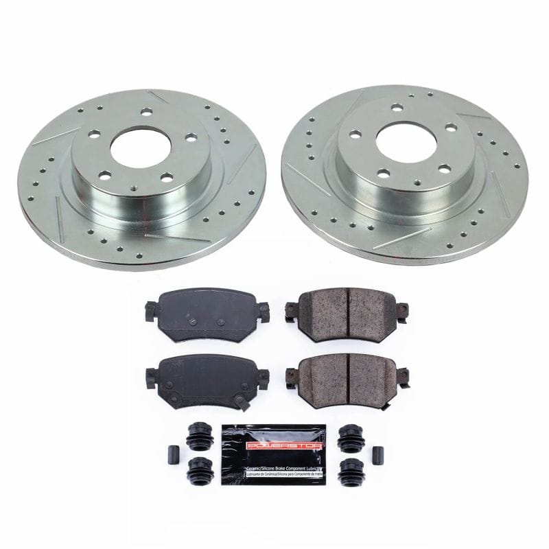 PowerStop — Z23 Daily Driver Carbon-Fiber Ceramic Brake Pad and Drilled & Slotted Rotor Kit