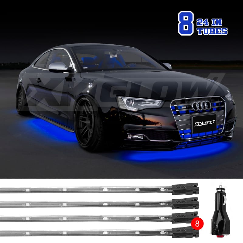 XKGLOW — XK Glow Tube Single Color Underglow LED Accent Light Car/Truck Kit Blue - 8x24In