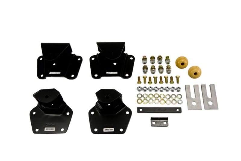 Belltech — HANGER KIT | 4 INCH DROP (FRONT AND REAR HANGERS) - 6574
4" Drop Leaf Spring Hanger Kit (Front and Rear Hangers)