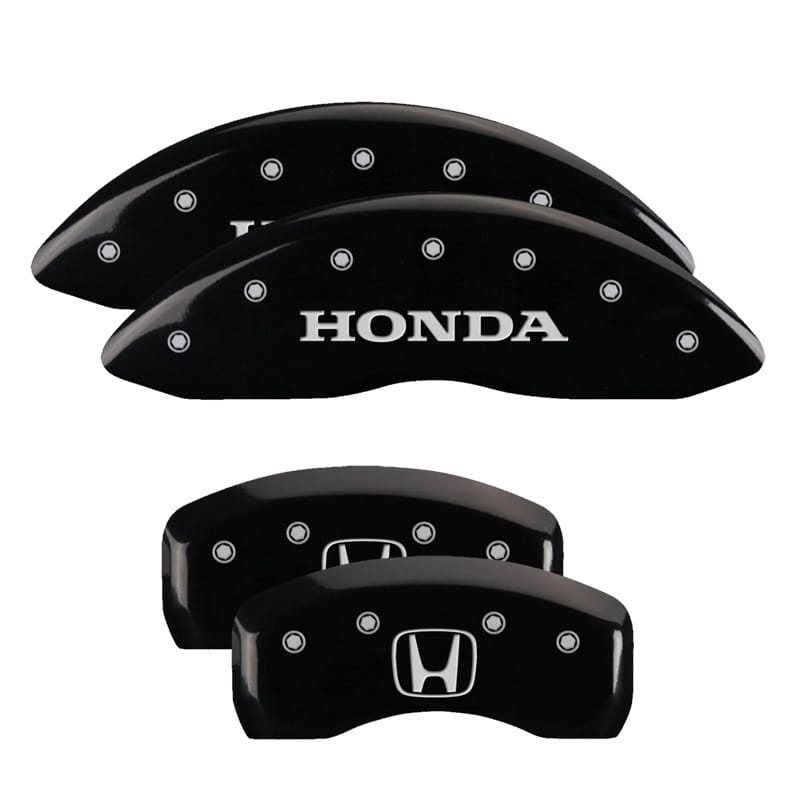 MGP — Set of 4 caliper covers, Engraved Front: Honda - Engraved Rear: H Logo, Black po