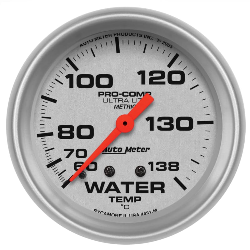 AutoMeter — GAUGE, WATER TEMP, 2 5/8", 60-140?C, MECHANICAL, ULTRA-LITE