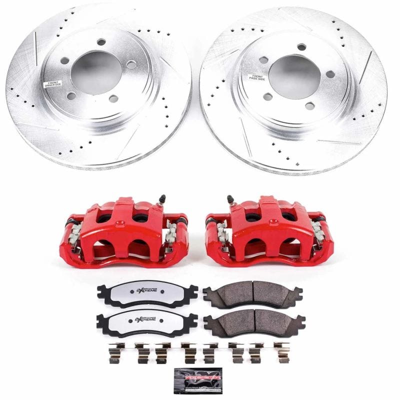 PowerStop — Z36 Truck and SUV Ceramic Brake Pad, Drilled & Slotted Rotor, and Caliper Kit