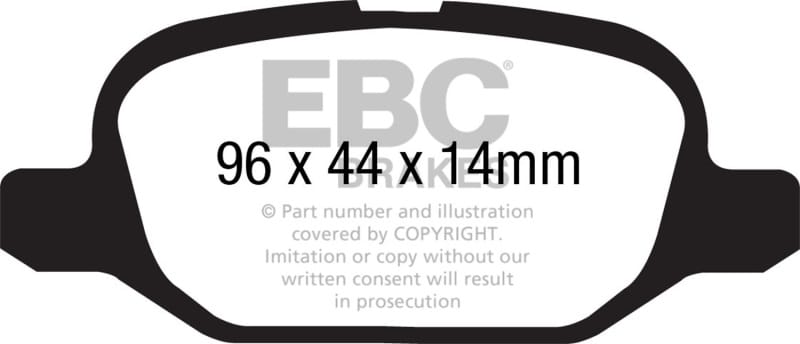 EBC — EBC 11+ Fiat 500 1.4 (ATE Calipers) Ultimax2 Rear Brake Pads
Disc Brake Pad