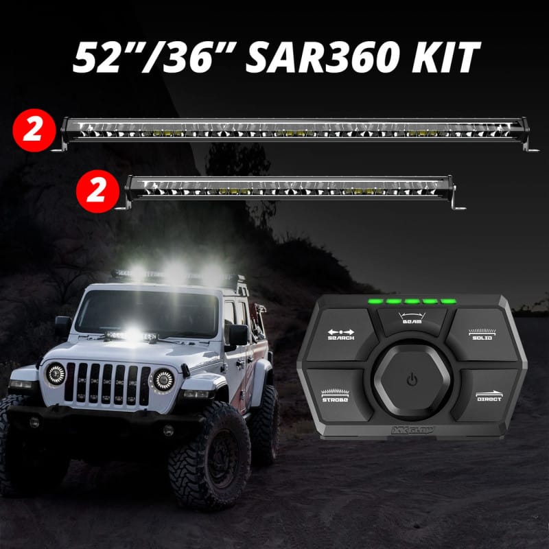XKGLOW — XK Glow SAR360 Light Bar Kit Emergency Search and Rescue Light System White (2)52In (2)36In