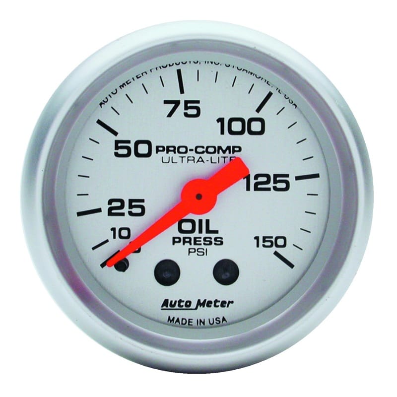 AutoMeter — GAUGE, OIL PRESSURE, 2 1/16", 150PSI, MECHANICAL, ULTRA-LITE