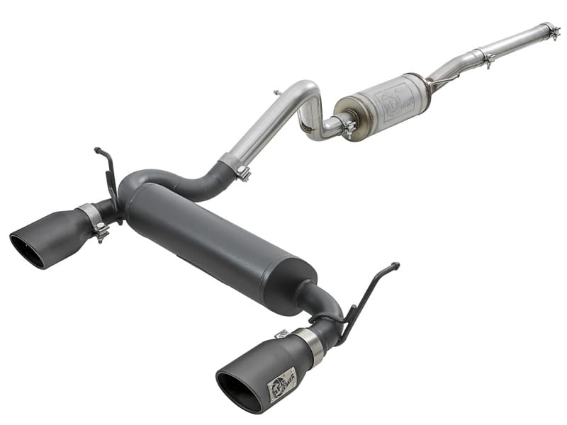 aFe — Rebel Series 2-1/2 IN 409 Stainless Steel Cat-Back Exhaust System w/ Black Tip
