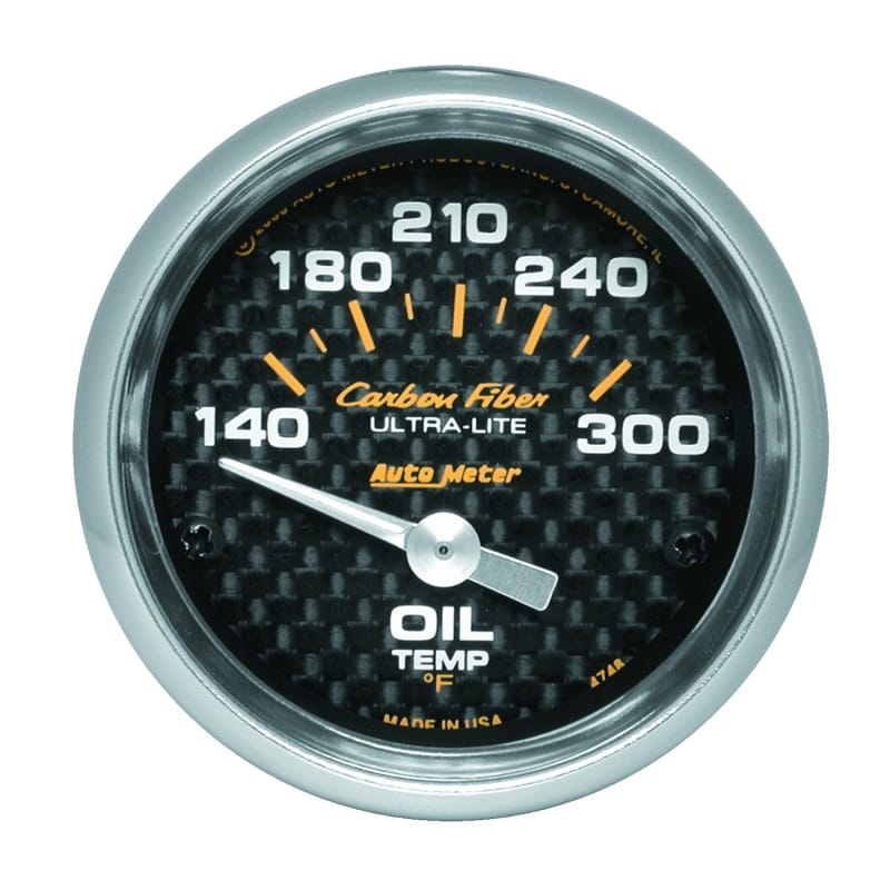 AutoMeter — GAUGE, OIL TEMP, 2 1/16", 140-300?F, ELECTRIC, CARBON FIBER