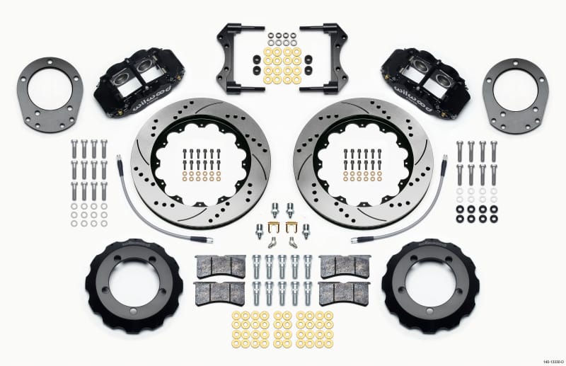 Wilwood — KIT,FRONT,FORD BRONCO,76-77,DANA 44,DISC SPINDLE,FNSL4R,14.00,DRILLED,W/LINES