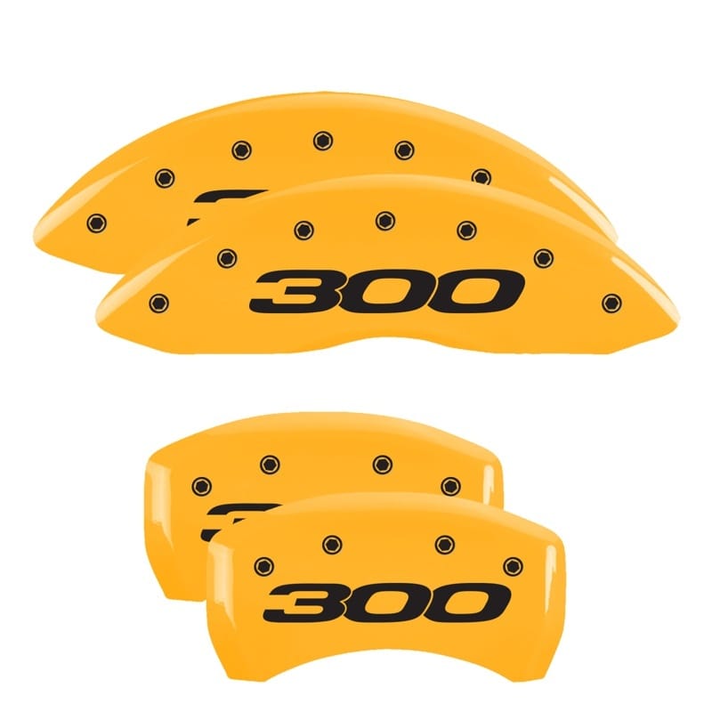 MGP — Set of 4 caliper covers, Engraved Front and Rear: 300/2017, Yellow powder coat f