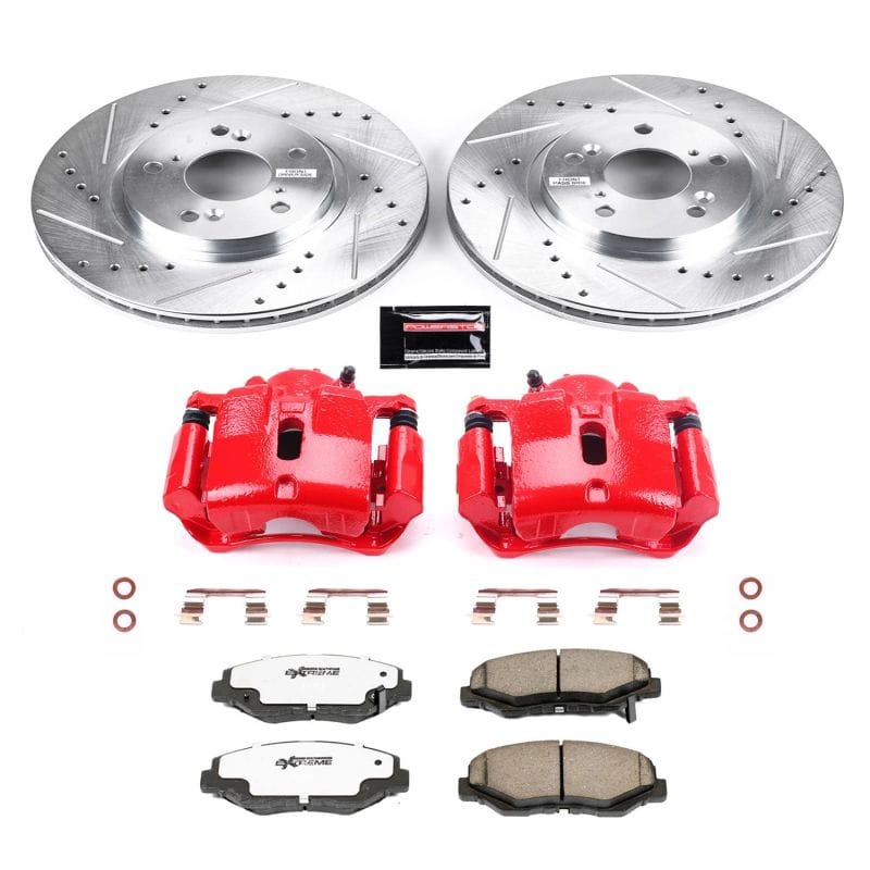 PowerStop — Z26 Street Performance Ceramic Brake Pad, Drilled Slotted Rotor, and Caliper Kit