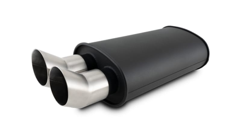Vibrant — STREETPOWER FLAT BLACK Oval Muffler with Dual 304SS Brushed Tips
STREETPOWER Flat Black Oval Muffler