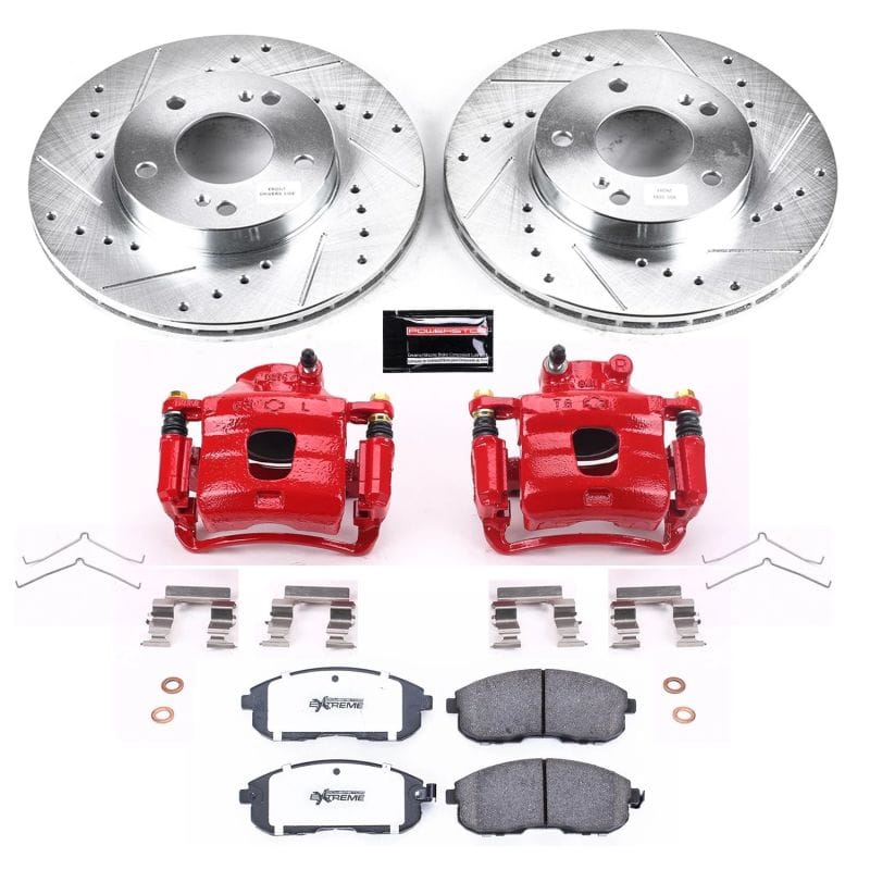 PowerStop — Z26 Street Performance Ceramic Brake Pad, Drilled Slotted Rotor, and Caliper Kit