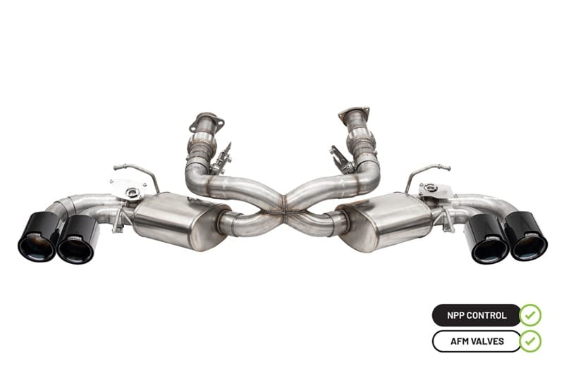 CORSA Performance — 3.0in. Cat-Back 4 Valve Dual Rear Exit NPP Exhaust System with Carbon Fiber/Blac