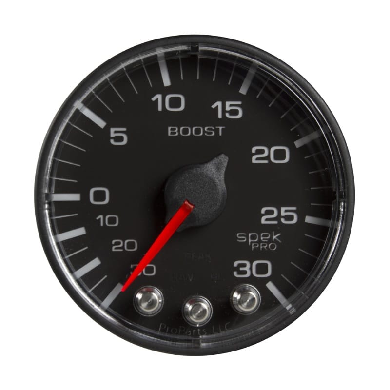 AutoMeter — GAUGE, VAC/BOOST, 2 1/16", 30INHG-30PSI, STEPPER MOTOR W/PK & WRN, BLK/BLK, SPEK