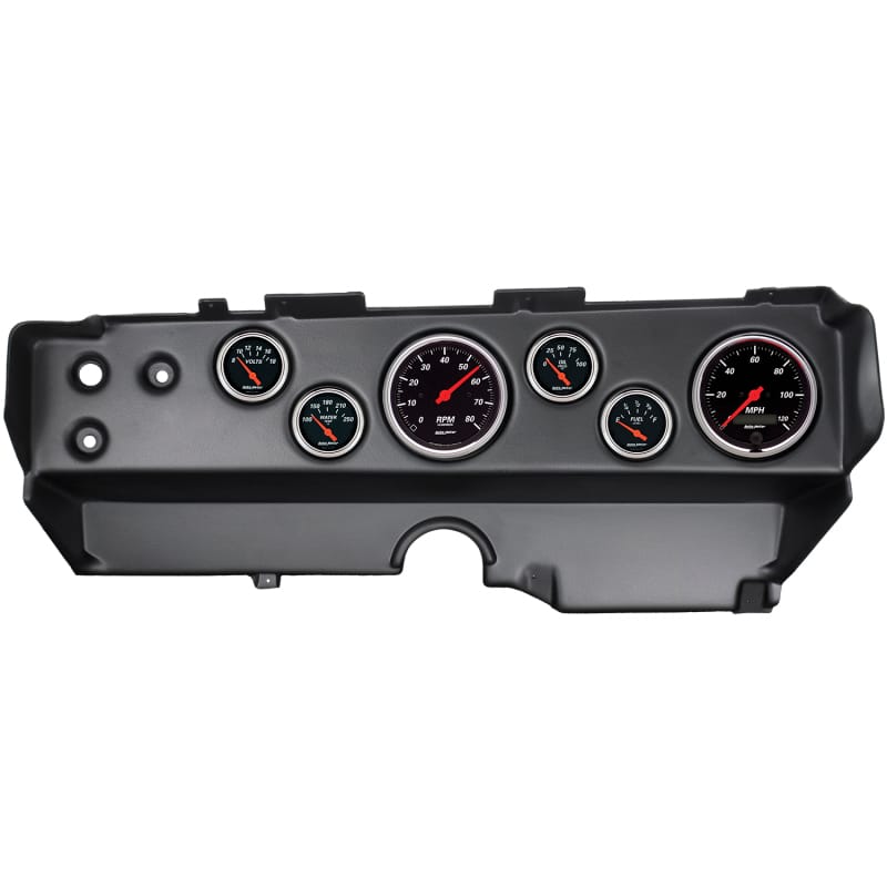 AutoMeter — GAUGE KIT, 6 PC, EBODY/CUDA/CHALLENGER 70-74, TACH/MPH/FUEL/OILP/WTMP/VOLT, DB