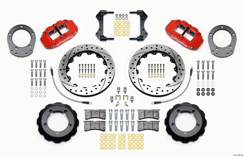 Wilwood — KIT,FRONT,FORD BRONCO,76-77,DANA 44,DISC SPINDLE,FNSL4R,12.88,DRILLED,RED,W/LINE