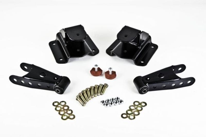 Belltech — 4" Drop Leaf Spring Shackle & Hanger Kit (Front Hanger/Rear Shackle)
SHACKLE & HANGER KIT | 4 INCH DROP - 6580