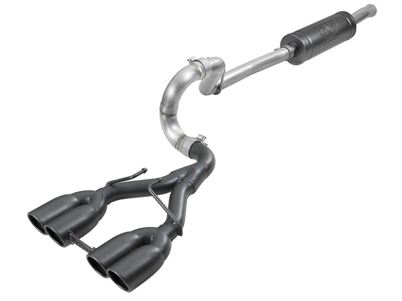 aFe — Rebel Series 2-1/2 IN 304 Stainless Steel Cat-Back Exhaust System w/ Black Tip