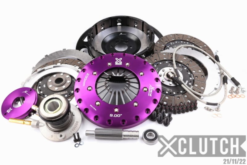 XCLUTCH — Clutch Kit Inc Chromoly Flywheel + HRB; 9" Triple Solid Organic Clutch Discs