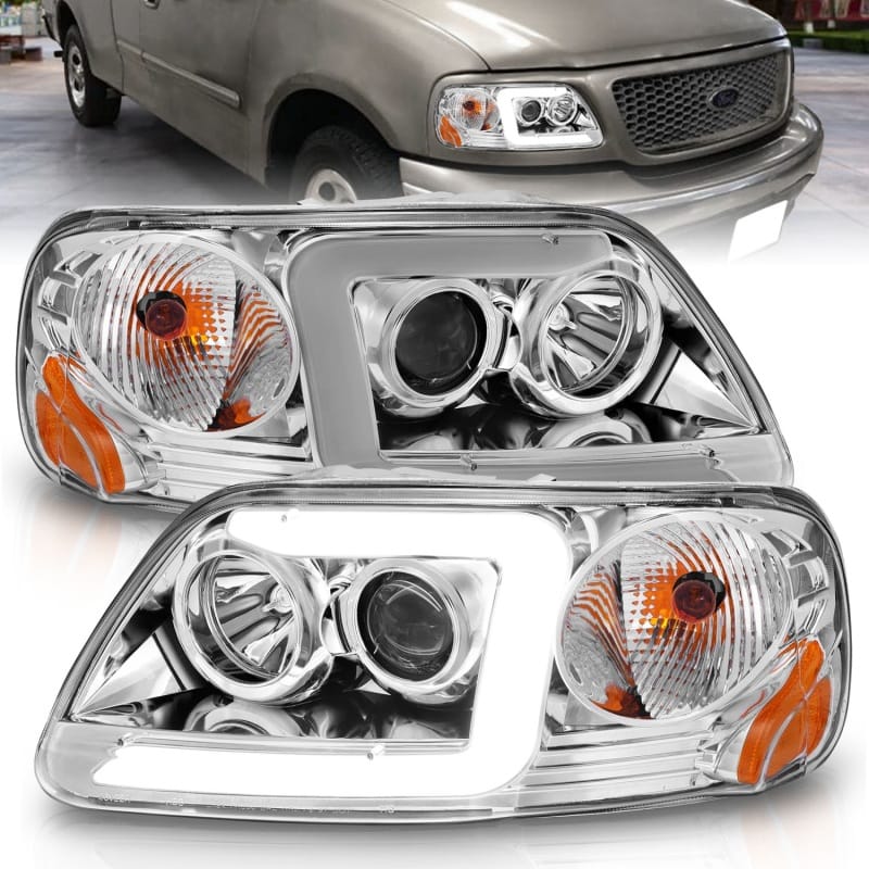 ANZO — ANZO 1997-2003 Ford F-150 Projector Headlights w/ Light Bar Chrome Housing
Head Light Set
HdLtSet