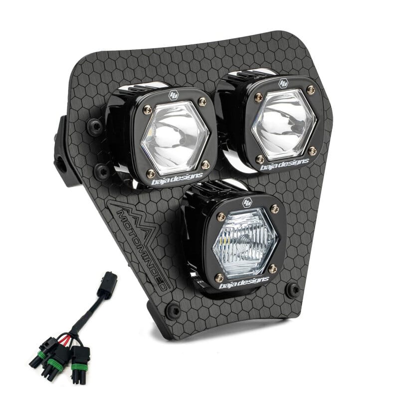 Baja Designs — Baja Designs 24-25 KTM EXC-F Triple S1 Hydra (D/C) LED Headlight Kit w/ Hi-Low Harness - Clear