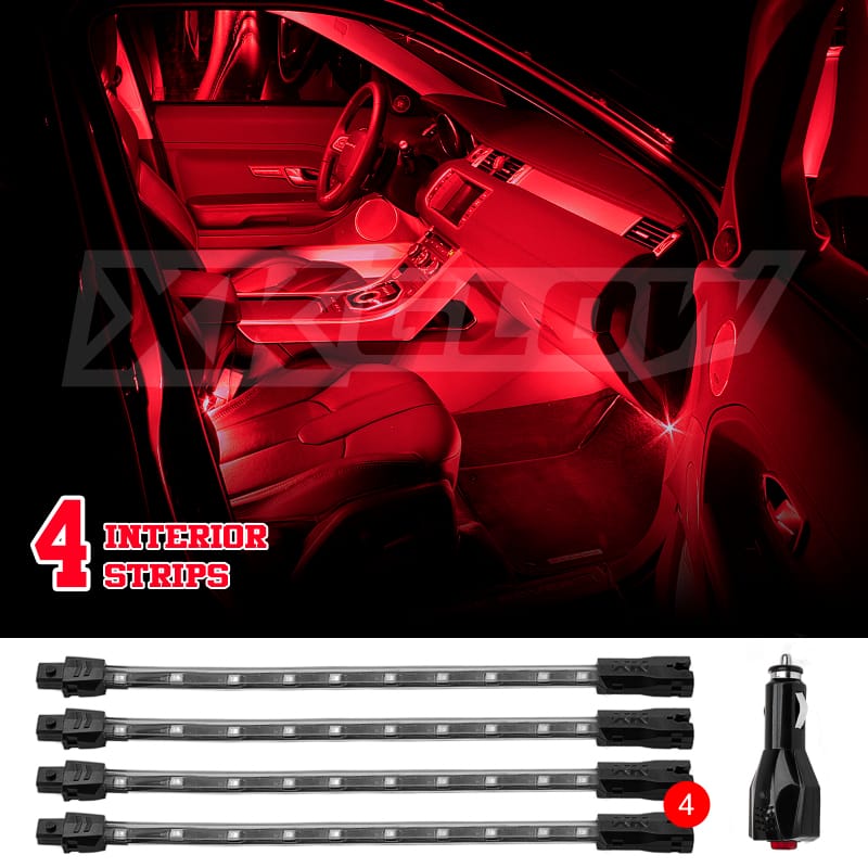 XKGLOW — XK Glow Single Color XKGLOW UnderglowLED Accent Light Car/Truck Kit Red - 4x8In
