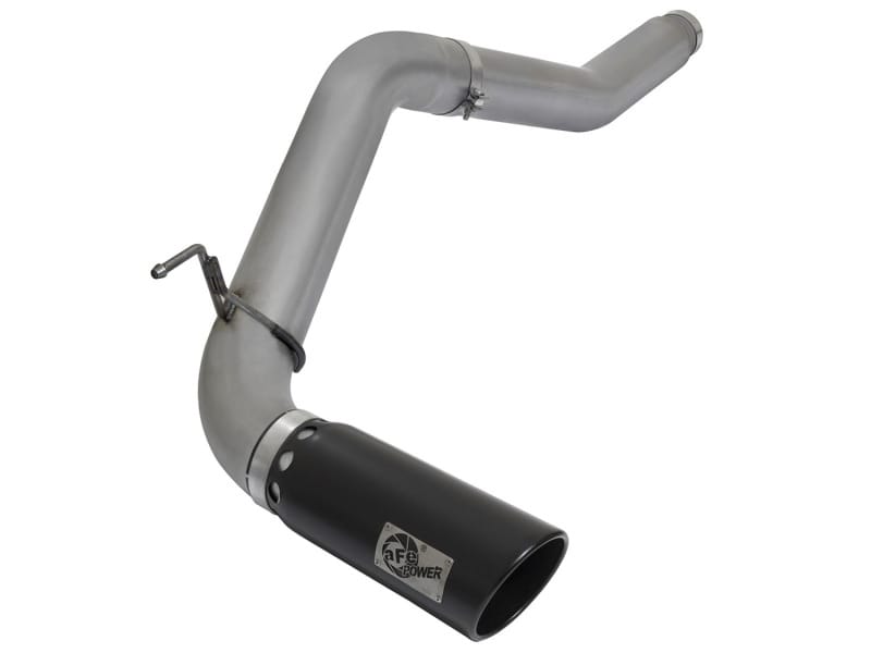 aFe — Large Bore-HD 5 IN DPF-Back Stainless Steel Exhaust System w/Black Tip