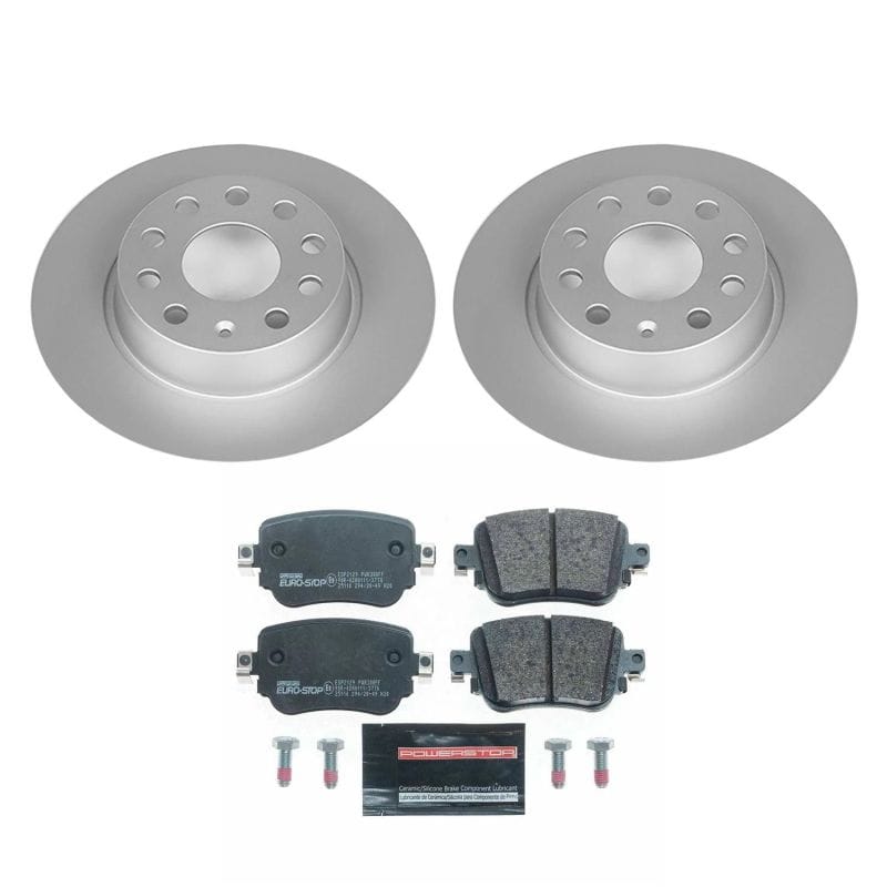 PowerStop — Genuine Geomet Coated Rotors, ECE-R90 Brake Pads + Hardware Kit