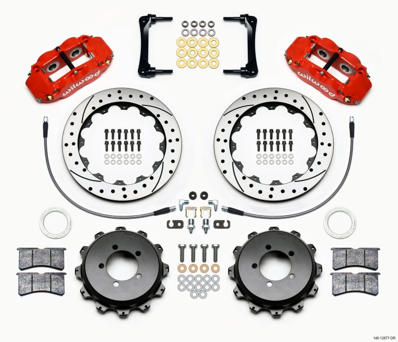 Wilwood — KIT,REAR,SUBARU WRX 08-12,FNSL4R 12.88x.81,REAR MT,DRILLED,RED,W/LINES