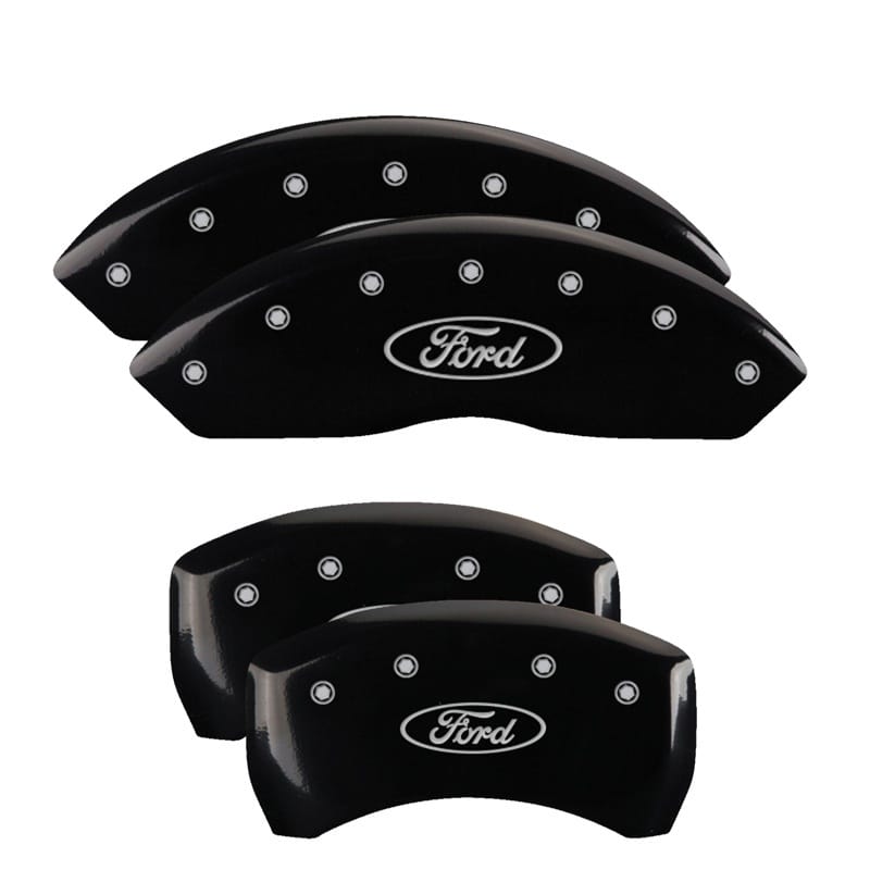 MGP — Set of 4 caliper covers, Engraved Front and Rear: Oval logo/Ford, Black powder c