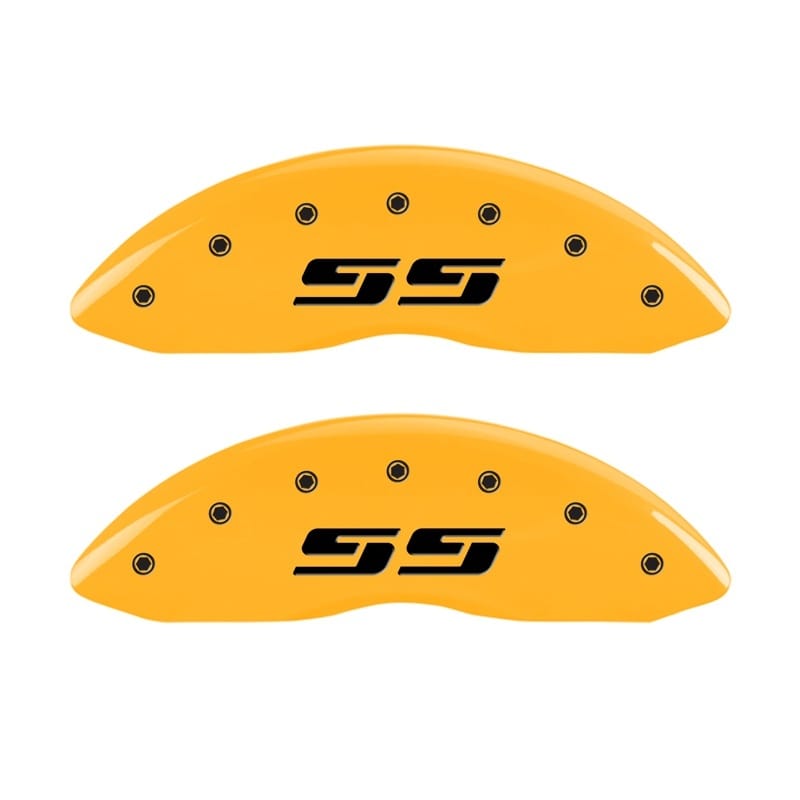MGP — Set Of 2 Caliper Covers, Engraved Rear: SS (Silverado) Yellow Powder Coat Finish