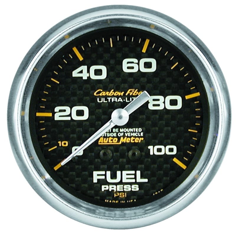 AutoMeter — GAUGE, FUEL PRESSURE, 2 5/8" , 100PSI, MECHANICAL, CARBON FIBER