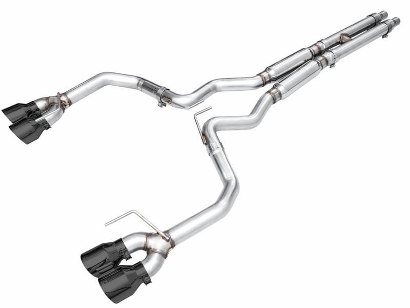 AWE Tuning — AWE Track Edition Exhaust for S650 Mustang GT Coupe - Quad Diamond Black Tips
