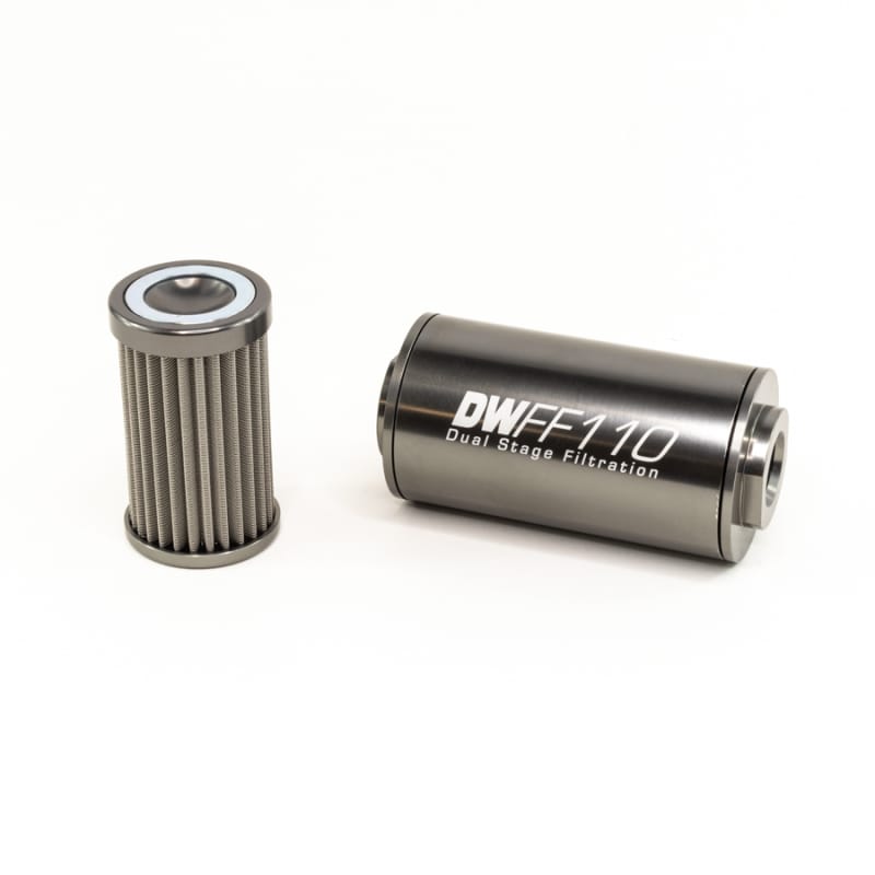 DeatschWerks — 10AN Female, 40 micron, 110mm In-line fuel filter kit
in-line fuel filter and housing kit