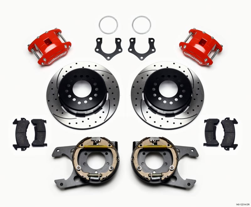 Wilwood — KIT,REAR,DISC/DRUM,MOPAR/DANA,2.36 OFFSET,GREEN,D154,1PC ROTOR,SRP,RED