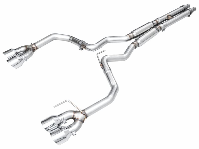 AWE Tuning — AWE Track Edition Exhaust for S650 Mustang Dark Horse - Quad Chrome Silver Tips